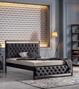 Resim Unimet Mithra Çift Kişilik Metal Karyola Siyah (AHŞAP LATALI) 