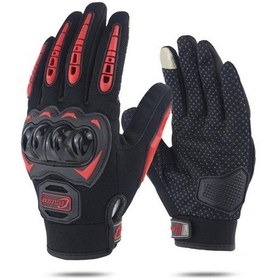 Resim Ankara101 Motosiklet Eldiveni - Erkek Ve Kadın İçin Nefes Alabilen Kumaş Kırmızı 