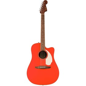 Resim Fender 0974221540 California Standard Redondo CE Elektro Akustik Gitar (Fiesta Red) | Canlı Kırmızı Renk Fishman Preamp ve Masif Ladin Kapak 