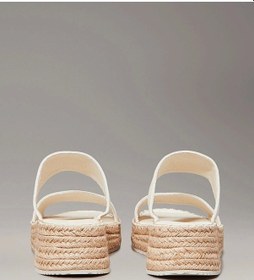 Resim Calvin Klein Kadın Tuval Platform Espadril Sandalet Beyaz 