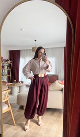 Resim Her bedene uyum sağlayan bordo Şalvar pantolon - Standart 