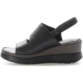 Resim Hakiki Deri Kadın Klasik Sandalet 621za1127 Siyah 