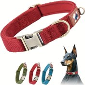 Resim Yumuşak Neopren Dolgulu Ayarlanabilir Köpek Tasması, Nefes Alabilen Polyester Kumaş, Ağır Metal Toka & Tasma Bağlantısı için D-Halka - Kırmızı, Yeşil, Mavi Renklerde Hızlı Çıkarma Tasarımı, Evcil Hayvan Yürüyüş Ekipmanı | Şık Evcil Hayvan Tasması | Dayanıklı Evcil Hayvan Giyimi, Köpek Tasması 