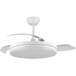 Resim KCF307 Gizli Kanat Ledli Ses ve Kumanda Kontrollü Tavan Vantilatörü Beyaz 