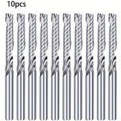 Resim 10 adet 4mm Shank Tek Flütli End Mills, 22mm Arbor CNC Freze Kesme Aletleri, 45mm OD - Metal ve Ahşap İşleme için İdeal, Hassas Makine Aleti|Spiral Router Bit|Metal İşleme Kesici, Router Bit 