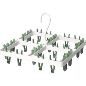 Resim Çamaşır Kurutma Askılığı, Yeşil, 24 Mandallı 