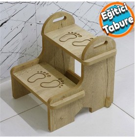Resim Mdf Ahşap Dekoratif Basamak Tabure Çocuk Bebek Banyo Wc Lavabo Merdiven Yükseltici Eğitici Kaymaz Taban Montessori 