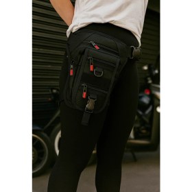 Resim Canaris Taktikal Motosiklet Bel ve Bacak Çantası Özel Bölmeli Su Geçirmez 1900D Kumaş 4 Bölmeli Siyah 