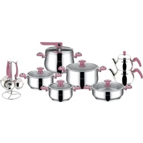 Resim Remetta Rico 18 Parça Çeyiz Seti Tencere Tava Cezve Pembe 