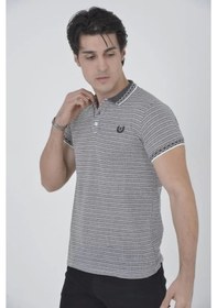 Resim Erkek Yakalı Slim Fit Dokuma T-shirt - Beyaz Beyaz 