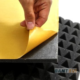 Resim Bant Evi Piramit Sünger 100X100 cm Yapışkanlı Akustik Ses Yalıtım Süngeri 40 mm 