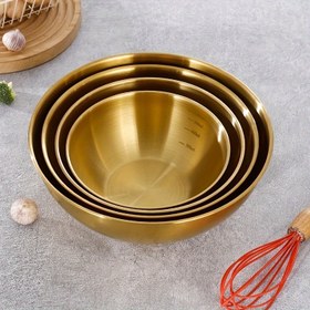 Resim Üç Parça Paslanmaz Çelik Karıştırma Kasesi Seti, Yoğurma Kabı, Salata Kasesi, Yemek Pişirme Malzemeleri 