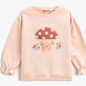 Resim Kız Bebek Mantar Aplike Detaylı Sweatshirt Pamuklu 