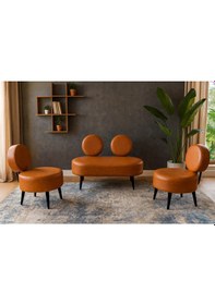 Resim Dünya Modern Deri Koltuk Takımı Şıklık Ve Konforun Buluşması Ofis & Ev Siyah Ayak Taba Taba 