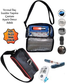 Resim SEVBAGS İlaç İnsülin Taşıma Termal Termos Çantası Ayarlı Omuz Askılı Omuz Çantası 