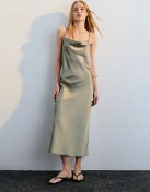 Resim Befree Askılı Midi Saten Kombinezon Elbise 344081338 Khaki 