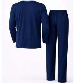 Resim Mutlu City Erkek İnterlok Rahat Kalıp Sıfır Yaka Yüksek Kalite Pamuk Pijama Takımı 16670 İndigo 