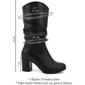 Resim Gönderi R Kadın Siyah Yuvarlak Burun Körüklü Kalın Topuklu Çizme Dkzc66832183 Siyah 
