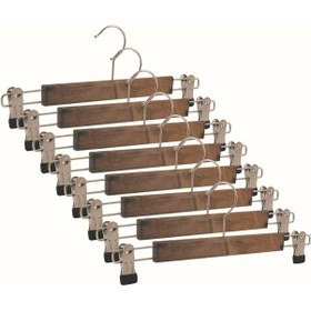 Resim Nyn Ahşap Askı Mandallı Pantolon Etek Askısı Ceviz Renk 8 Adet 