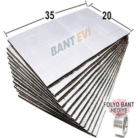 Resim 10 Adet 35x20cm Ziftli Oto Ses Su Yalıtım Pedi Folyolu Yapışkanlı 