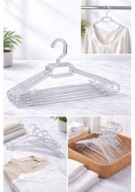 Resim 12 Adet Şeffaf Plastik Elbise Askısı Dayanıklı, Kalın Gövdeli, Kaymaz Tasarım Şeffaf 