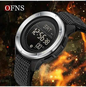 Resim Gaojunshop01 Ofns Erkek Spor Saati Adım Sayar Pusula Alarm Kronometre Nylon Kayış Silvery Black Diğer 