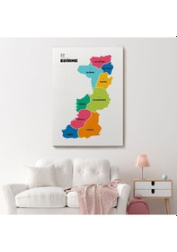 Resim Es10 Kanvas Türkiye Haritası Komşulu Ülkeli Dekoratif 1067 (95 x 55) 