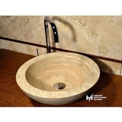 Resim Traverten Kalın Kenar Yuvarlak Lavabo 