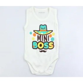 Resim MELOMARKETING Unisex Bebek Pamuklu Beyaz Mini Boss Şapka Atlet Body 