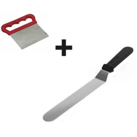 Resim fantastik store 2li Set Hamur Şekillendirici Eğik Pasta Spatulası ve Metal Hamur Kesici Kazıyıcı Spatula - Lisinya 