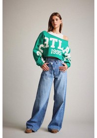 Resim Defacto Kayık Yaka Baskılı Sweatshirt G3329ax25wnkh258 Haki 