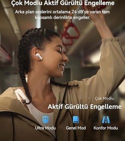Resim HUAWEI FreeBuds SE 4 ANC, Kablosuz Kulaklık, 50 Saat Uzun Pil Ömrü, Yolculuk ve Ofis İçin Çok Modlu Aktif Gürültü Engelleme, 4,3 g Ultra Hafif Kulaklık, Bluetooth 5.4, Net Görüşmeler, IP54, Beyaz 