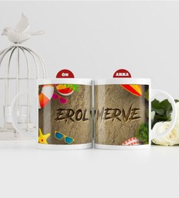 Resim Bk Gift Kişiye Özel Aşkını Kumsala Yazdım Beyaz Kupa Bardak-2, Sevgiliye Hediye, Yıl Dönümü Hediyesi Kobitmeyencom32699 Bk Gift 