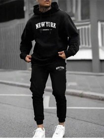 Resim New York Kışlık, Pamuklu , Oversize Sweatshirt Ve Eşorfman Takım SiYAH 
