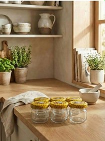 Resim Leelahome 6'lı Set Kapaklı Cam Kavanoz 33 Ml - Bal Peteği Bal 