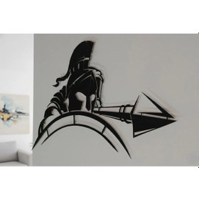 Resim Kalkanı Ve Kılıcı İle Güçlü Savaşçı Metal Duvar Tablosu 