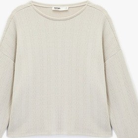 Resim Koton Bisiklet Yaka Rahat Kesim Uzun Kollu Pijama Üstü Gri 6wlk40041mk Gri 