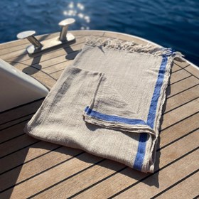 Resim Beige and Blue Striped Peshtamal 