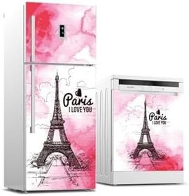 Resim Paris Desenli Buzdolabı Ve Bulaşık Makinesi Takım Sticker 0028 