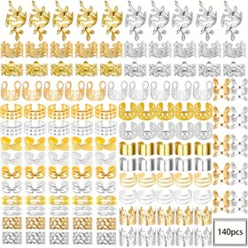 Resim Ceccilia WIG'in Şık 140 Parça Ayarlanabilir Alaşım Saç Boncukları ve Manjetleri - Karışık Renkler, Kadınların Saç Stili için Moda Örgü Süsleri 