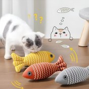Resim 1 adet Etkileşimli Balık Kedi Oyuncak - Titreşen Kumaş Balık Sarı, Turuncu ve Gri Desenlerle, Canlı Kedi Etkileşimi İçin İdeal, Kedi Severler İçin Mükemmel Hediye, Kedi Oyuncağı | Etkileşimli Kedi Oyuncak | Kumaş Kedi Oyuncak, Kedi Oyuncakları, Pilsiz 
