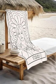 Resim Dijital Baskı Plaj Deniz Havlusu Başak Burcu Desenli Peştamal HVL0046 