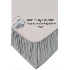 Resim Ranforce Gri Pamuklu Tek / Çift Kişilik Battal Tam Kenar Lastikli Çarşaf 14 Renk Fıtted Gri 