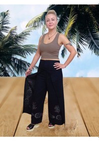 Resim Keten Bulmaca Pantolon Siyah / Standart 