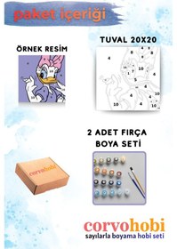 Resim Sayılarla Boyama 20x20 Cm Tuval Seti Fırça Boya Dahil Çıtaya Gerili - Baloncu Snoopy 