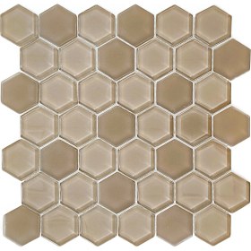 Resim Mutfak Tezgah Arası, Havuz, Banyo, Sauna, Spa, Iç ve Dış Dekorasyonda Tüm Yüzeyler Için, 48X6MM. Hegzagonal Vizon, 30X30CM. Fileli Kristal Cam Mozaik. (11 File Karo = 1 M2 Fiyatıdır ) 