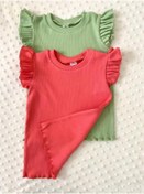 Resim ARYA BABY Fırfır Kol Detaylı 2li Kız Bebek Çocuk Tişört-üst Giyim-sıfır Kol 