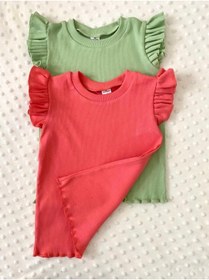 Resim ARYA BABY Fırfır Kol Detaylı 2li Kız Bebek Çocuk Tişört-üst Giyim-sıfır Kol 