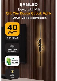 Resim Dekoratif 40w İç Mekan Siyah Kasa Gün Işığı Rengi 115 Cm Duvar Aplik Pilli 1 Adet Siyah - Gün Işığı 