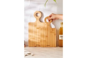 Resim 2'li Bambu Kesme Tahtası, 33/39 Cm, Kahverengi, Dayanıklı ve Şık Tasarım 